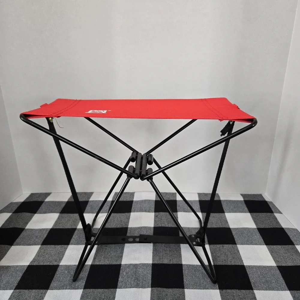 Red Folding Travel Camping Chair Canvas Seat Metal Frame Carrying Bag Convenient